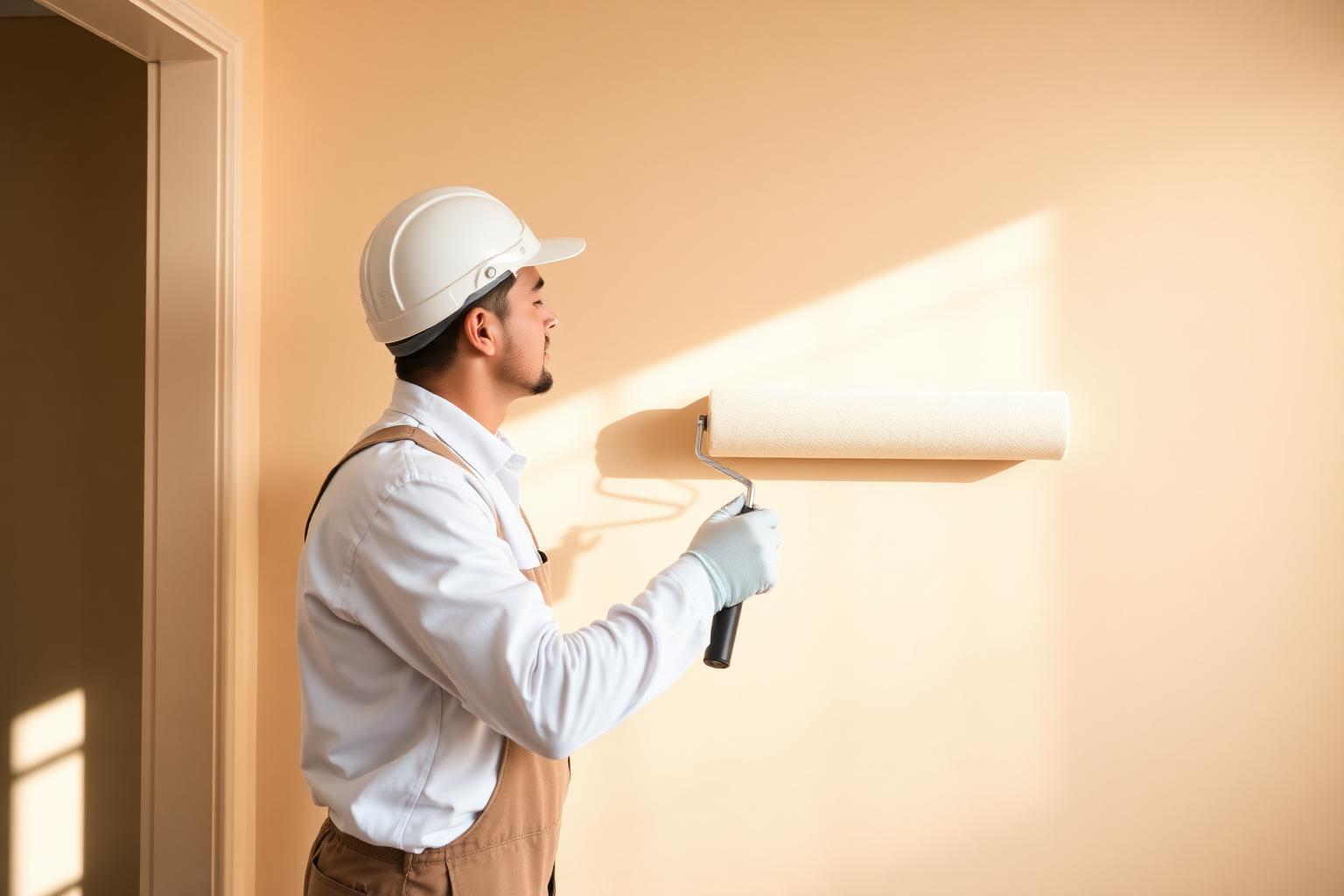 Professional painter in Pasadena rolling fresh paint on interior wall